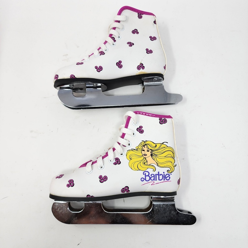 Vtg 1988 Girl's Barbie Brookfield Hyde Mattel Ice Skates Shoes Size 10 J - Picture 2 of 14